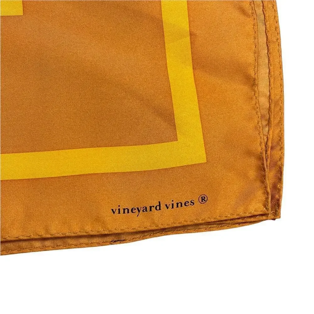 Vineyard Vines Silk Square Umbrella Print Yellow Scarf 35x35